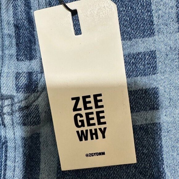 Zee Gee Why Womens Size 26 Blue Denim High Rise A-Line “Check Me Out” Skirt NWT - Picture 5 of 7